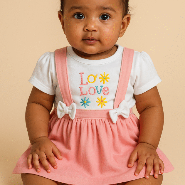 Frock Dungree With Tshirt Set