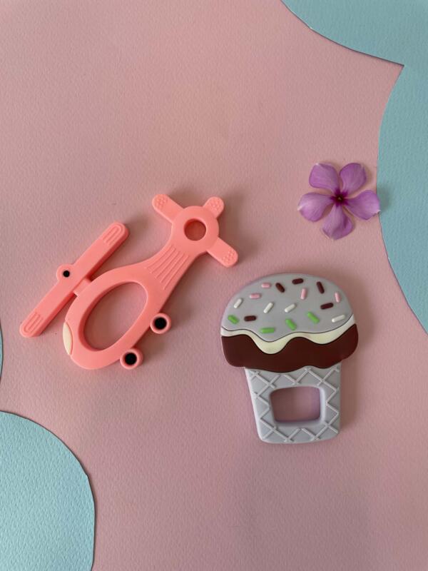cup cake and helicoptor silicon baby teether - pack of 2 - Image 2