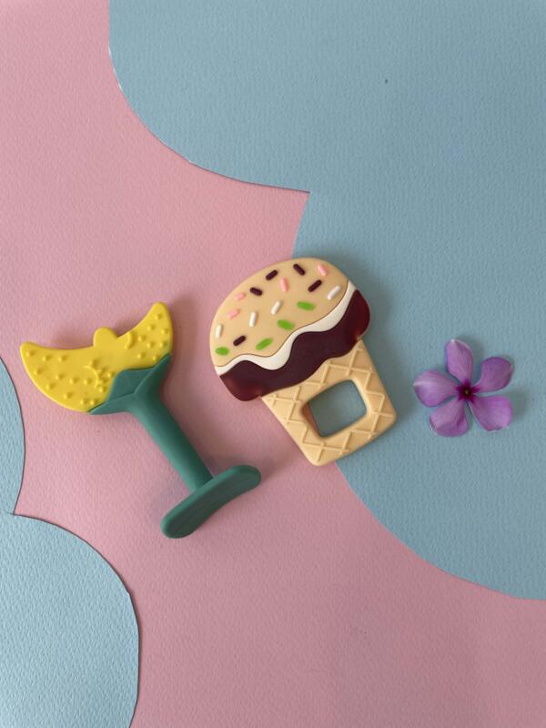 Banana & cup cake design silicone baby teethers - pack of 2 - Image 2