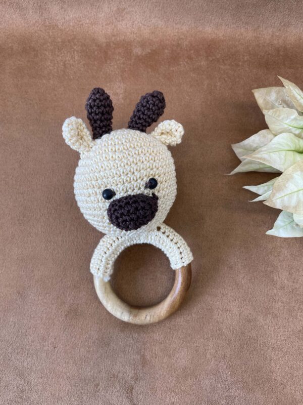 Handmade crochet & wooden baby rattle