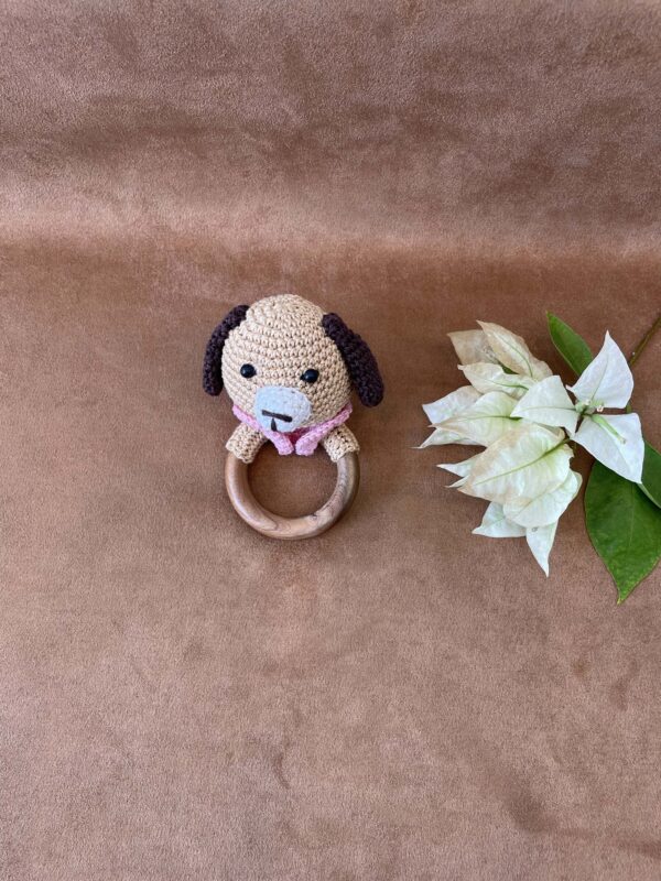 Handmade crochet & wooden baby rattle - Image 2