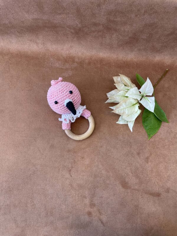 Handmade crochet & wooden baby rattle - Image 2