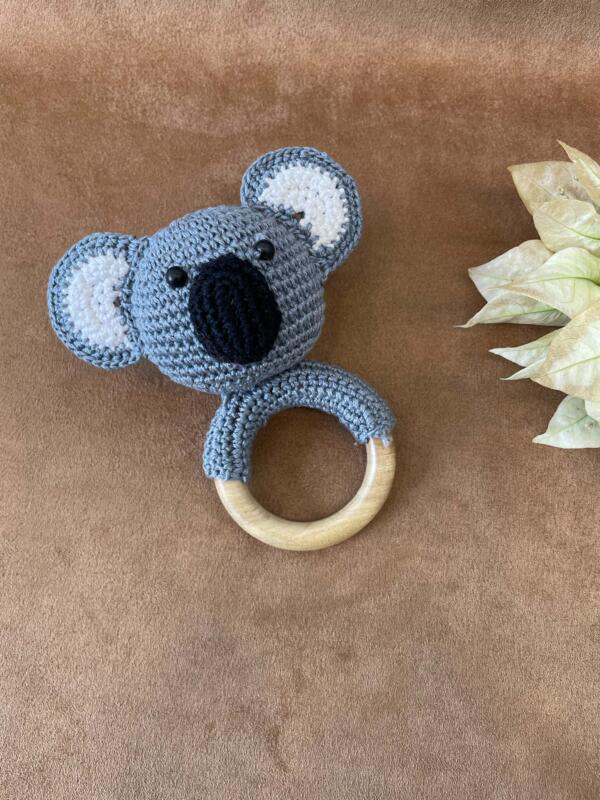 Handmade crochet & wooden baby rattle - Image 2