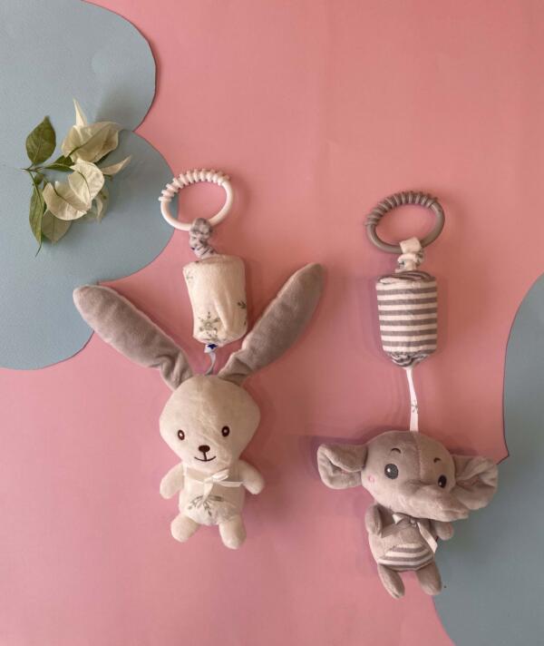 Soft Hanging Plush Rattle Toy – Clip & Play Comfort Pack of 2