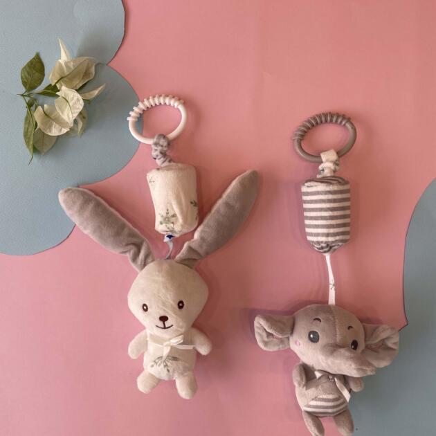 Soft Hanging Plush Rattle Toy – Clip & Play Comfort Pack of 2