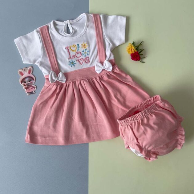 Frock Dungree With Tshirt Set