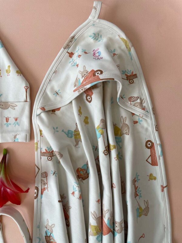 Baby gift set pack of 8 includes-1 full sleeve bodysuit 1 half-sleeve shirt1 pair of full-length pants1 shorts1 beanie cap                          1 pair of mitten1 pair of booties1 swaddle blanket - Image 8