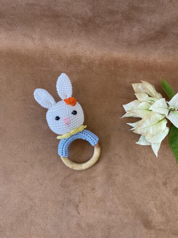 Cute Bunny Cuddles Baby Rattle – Soft Plush Toy for Newborns & Infants - Image 3