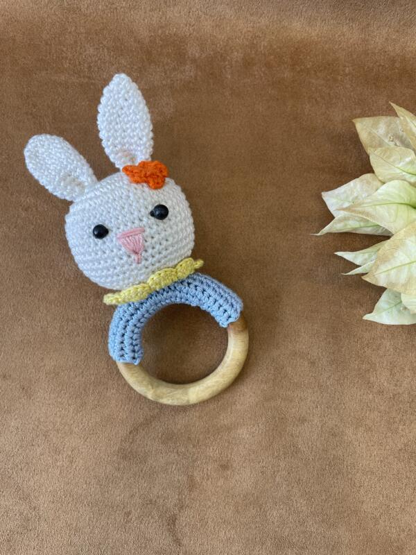 Cute Bunny Cuddles Baby Rattle – Soft Plush Toy for Newborns & Infants - Image 2
