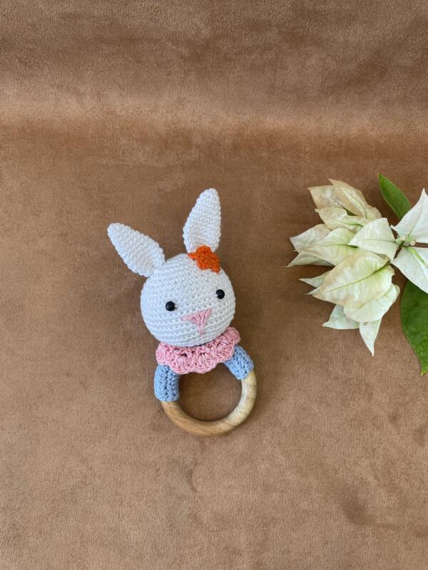 Cute Bunny Cuddles Baby Rattle – Soft Plush Toy for Newborns & Infants - Image 4