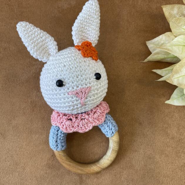 Cute Bunny Cuddles Baby Rattle – Soft Plush Toy for Newborns & Infants