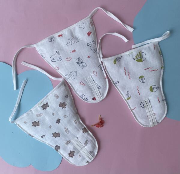 Newborn Muslin Padded Nappy pack of 3