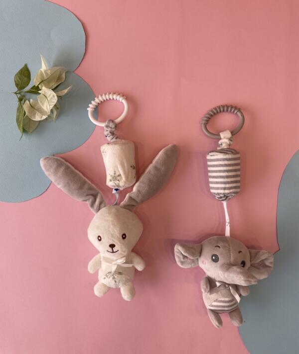 Soft Hanging Baby Rattle Toys – Clip-On Plush Set of 2