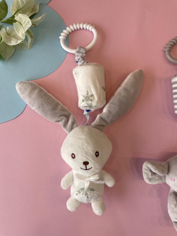 Hanging Rattle Bunny Toy – Soft Plush with Long Ears for Babies