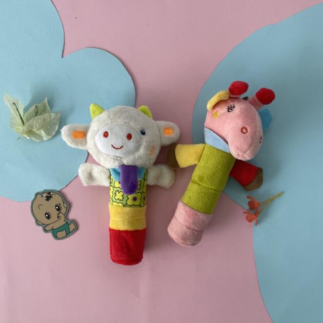 Junglie Duo Soft Rattle Toys – Set of 2 Jungle Animal Baby Plush Rattles for Infants