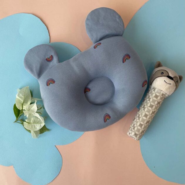 Pillow - Round Head Shaping Baby Pillow With A Soft Cute Rattle Pack Of 2