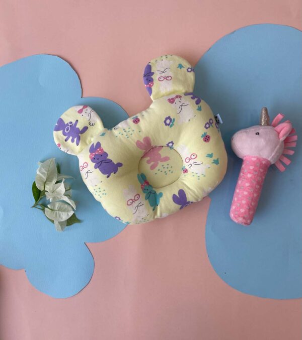 Pillow - Round Head Shaping Baby Pillow With A Soft Cute Rattle Pack Of 2 - Image 3