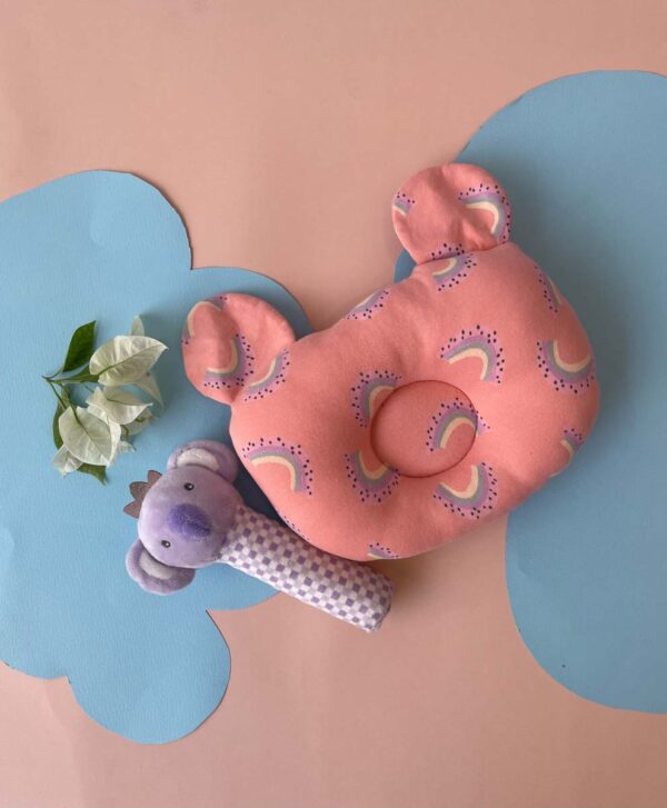 Pillow - Round Head Shaping Baby Pillow With A Soft Cute Rattle Pack Of 2 - Image 3