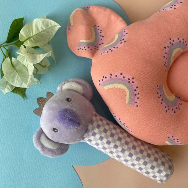 Pillow - Round Head Shaping Baby Pillow With A Soft Cute Rattle Pack Of 2