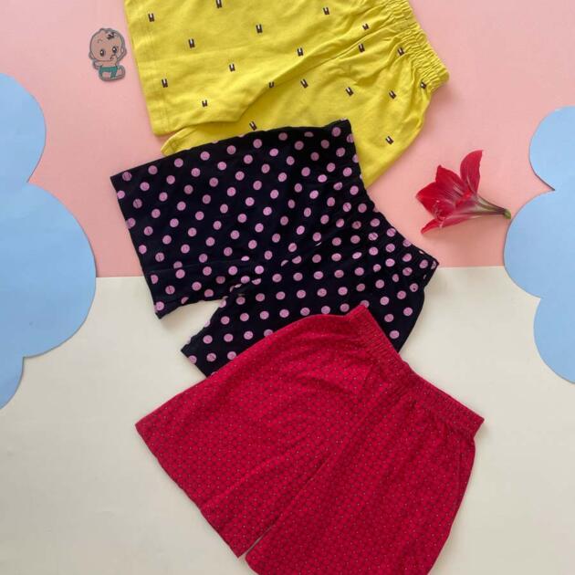 Soft & Comfy Baby Shorts – Unisex (Pack Of 3) - Yellow, Brown and Red