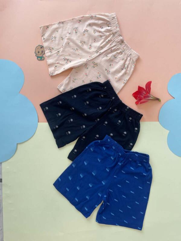 Soft & Comfy Baby Shorts – Unisex (Pack Of 3) - Off-white, Black and Blue - Image 5