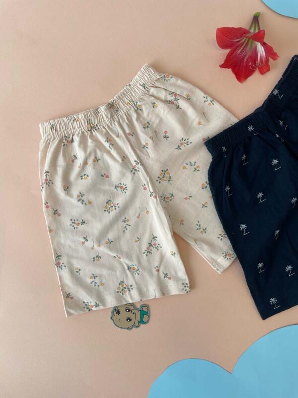 Soft & Comfy Baby Shorts – Unisex (Pack Of 3) - Off-white, Black and Blue - Image 4