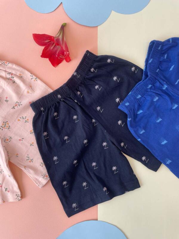 Soft & Comfy Baby Shorts – Unisex (Pack Of 3) - Off-white, Black and Blue - Image 3