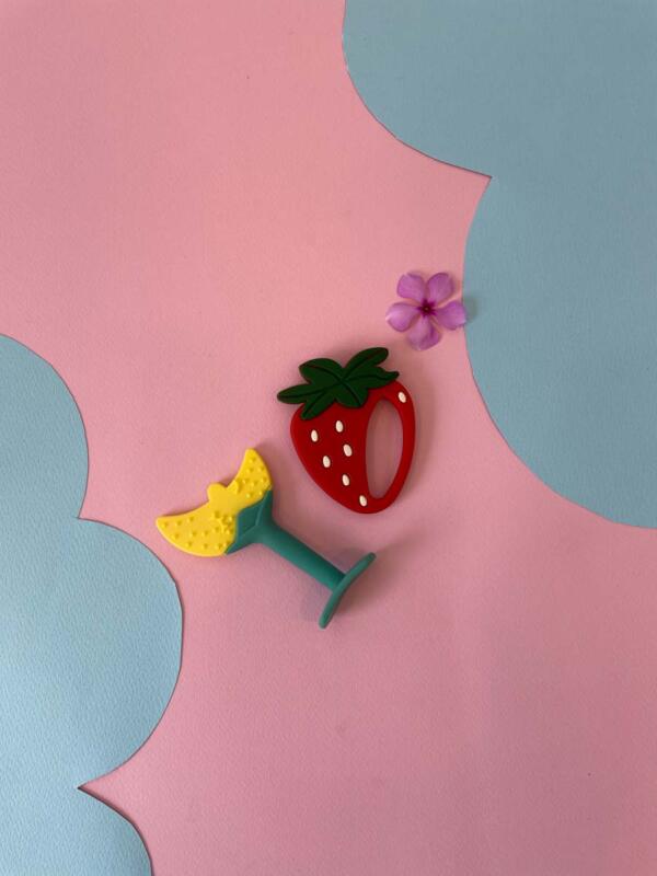 Strawberry And Banana Silicone Baby Teether - Pack Of 2 - Image 2