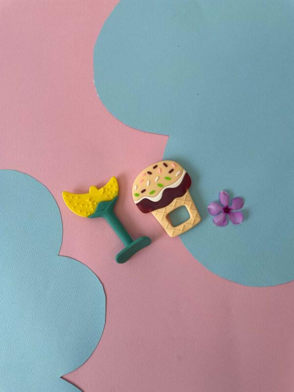 Banana & Cup Cake Design Silicone Baby Teethers - Pack Of 2 - Image 2