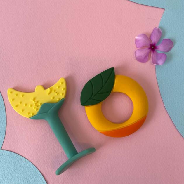 Banana & Mango Design Silicone Baby Teethers - Pack Of 2