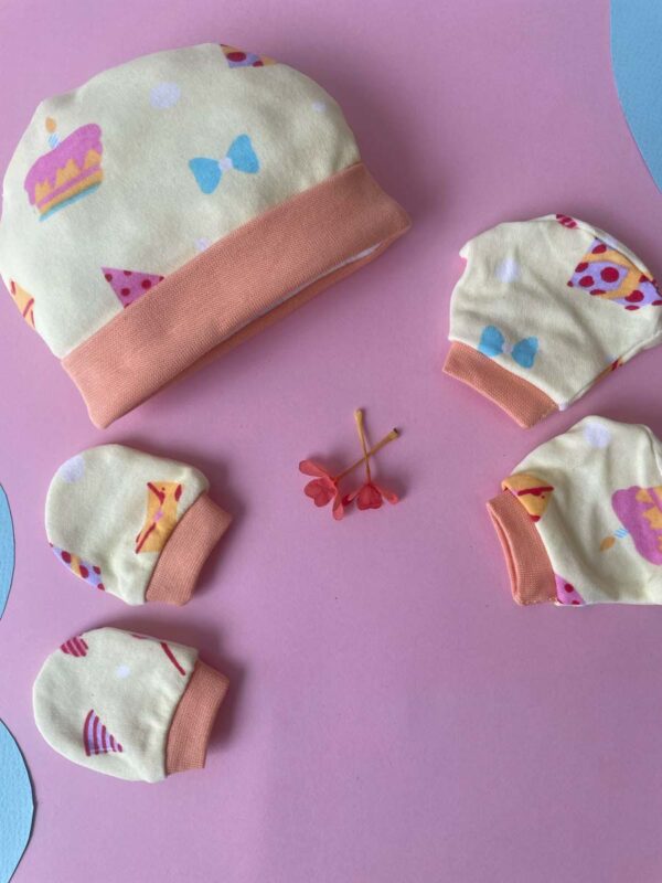 Cap, Mitten & Socks Pack Of 3 - Beige and Light Yellow