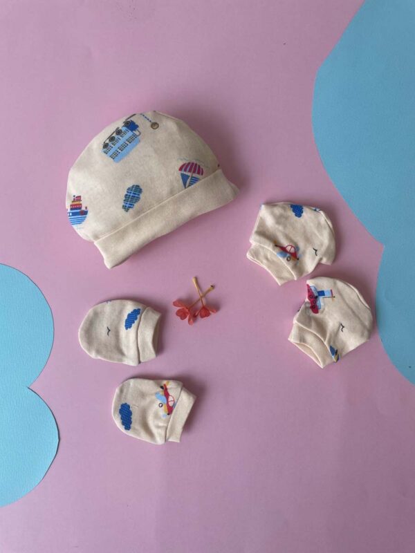 Cap, Mitten & Socks Pack Of 3 - Beige - Image 3