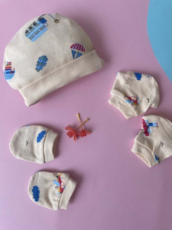 Cap, Mitten & Socks Pack Of 3 - Beige