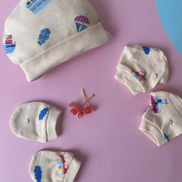 Cap, Mitten & Socks Pack Of 3 - Beige