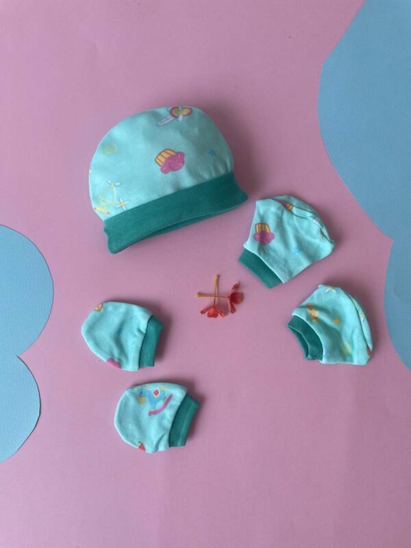 Cap, Mitten & Sockes Pack Of 3 - Sky Blue - Image 3