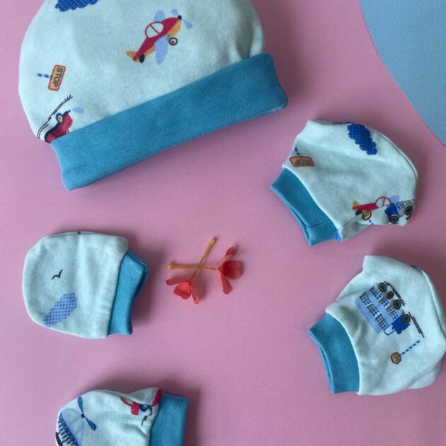 Cap, Mitten & Sockes Pack Of 3 - Light Blue