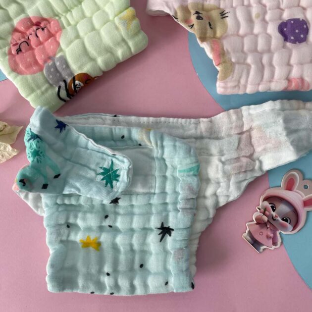 Muslin Coloured Printed Diaper Pack Of 2